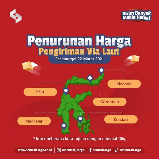 Penurunan Harga Ongkos Kirim Barang Tujuan Sulawesi Via Laut